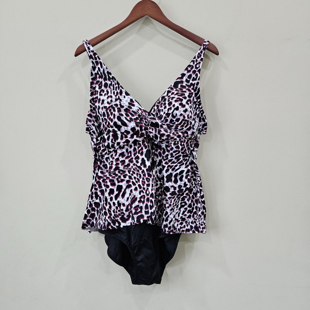 Swimsuits For All One Piece Bathing Suit Size 18 Black White Cheetah Print Artsy